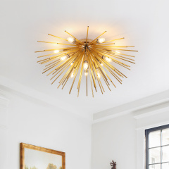 Mid-Century Modern Sputnik Firework Flush Mount Sunburst Ceiling Light for Living Room/ Bedroom/Lounge