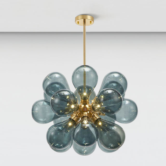 Modern Aqua Sea Glass Bubble Cluster Chandelier Decorative Hanging Sputnik Pendant Lights for Living Room/ Dining Room/ Bedroom