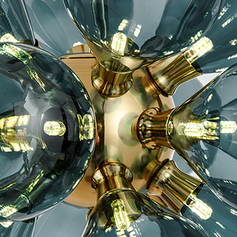 Modern Blue Glass Bubble Cluster Chandelier Decorative Hanging Sputnik