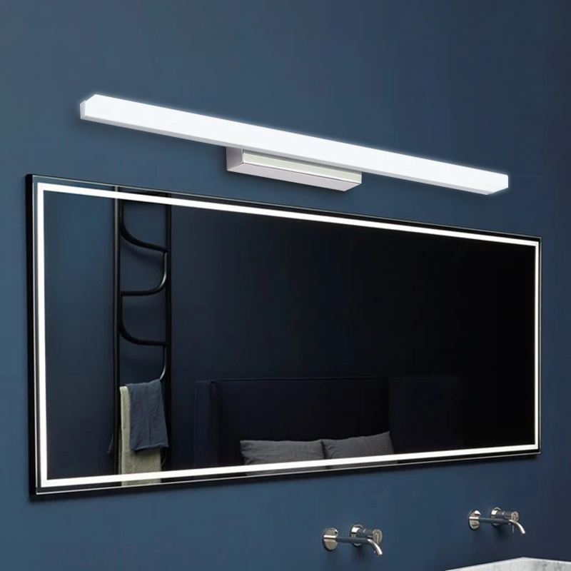 LED Bath Light Minimalist Modern Ultra-thin Vanity Bathroom Light Bar Wall Sconce Wall Light Over Mirror, Brushed Black/ Silver