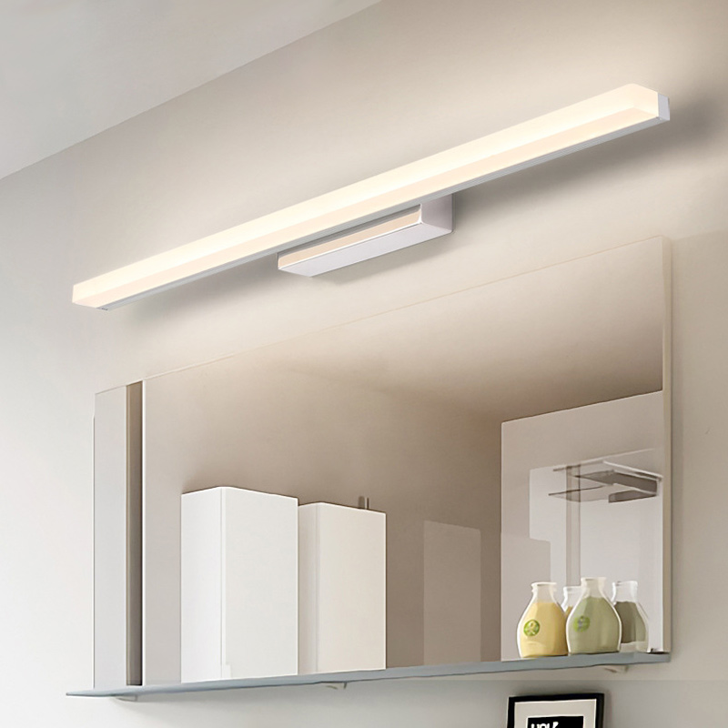LED Bath Light Minimalist Modern Ultra-thin Vanity Bathroom Light Bar Wall Sconce Wall Light Over Mirror, Brushed Black/ Silver