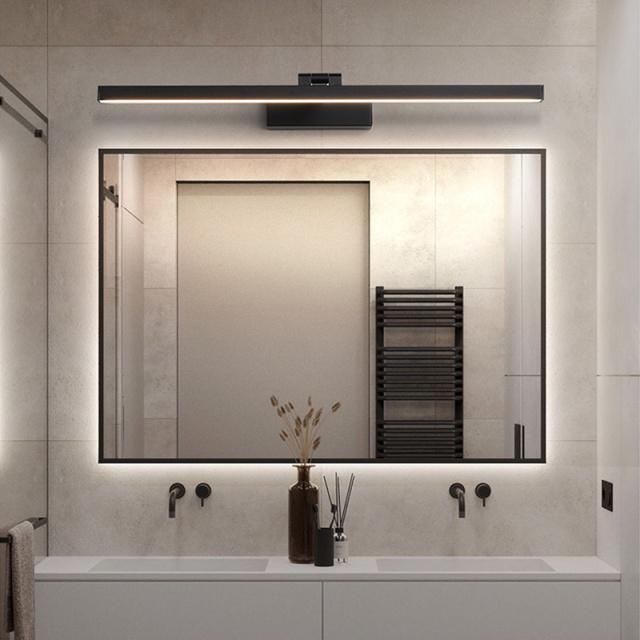 LED Bath Light Minimalist Modern Ultra-Thin Vanity Bathroom Light Bar Wall Sconce Wall Light Over Mirror, Brushed Black/ Silver,Silver+Chrome / 1