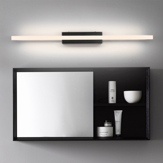 Minimalist Modern LED Bath Light Ultra-thin Vanity Bathroom Light Bar Wall Sconce Wall Light Over Mirror, Brushed Black/White