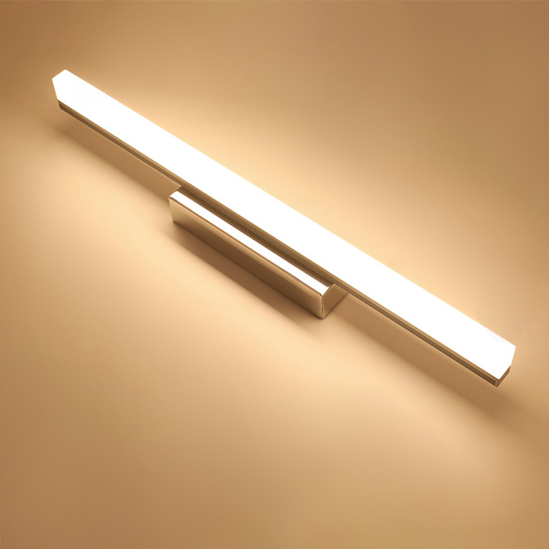 LED Bath Light Minimalist Modern Ultra-thin Vanity Bathroom Light Bar Wall Sconce Wall Light Over Mirror, Brushed Black/ Silver