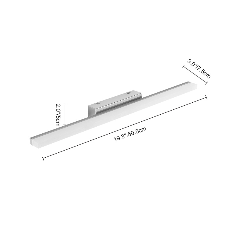 LED Bath Light Minimalist Modern Ultra-thin Vanity Bathroom Light Bar Wall Sconce Wall Light Over Mirror, Brushed Black/ Silver
