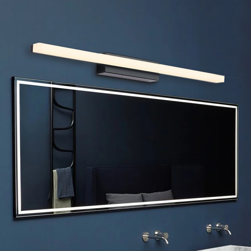 LED Bath Light Minimalist Modern Ultra-thin Vanity Bathroom Light Bar Wall Sconce Wall Light Over Mirror, Brushed Black/ Silver