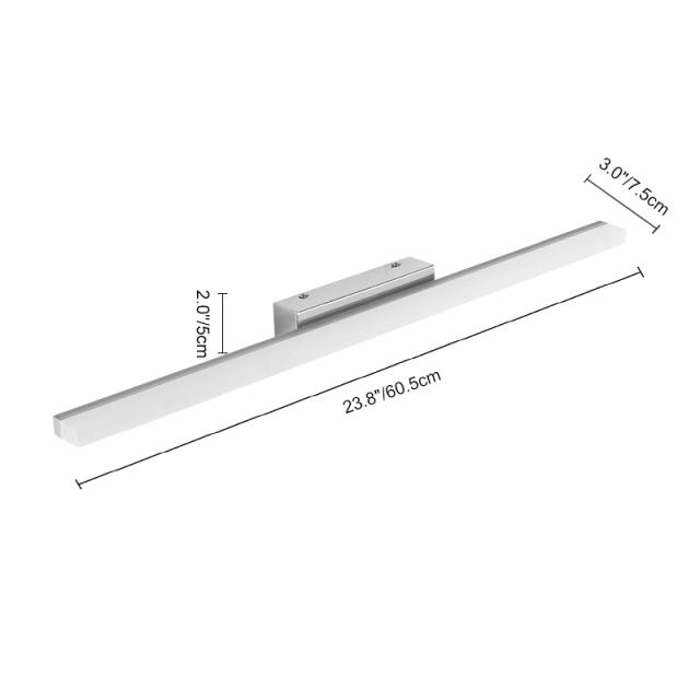 LED Bath Light Minimalist Modern Ultra-thin Vanity Bathroom Light Bar Wall Sconce Wall Light Over Mirror, Brushed Black/ Silver
