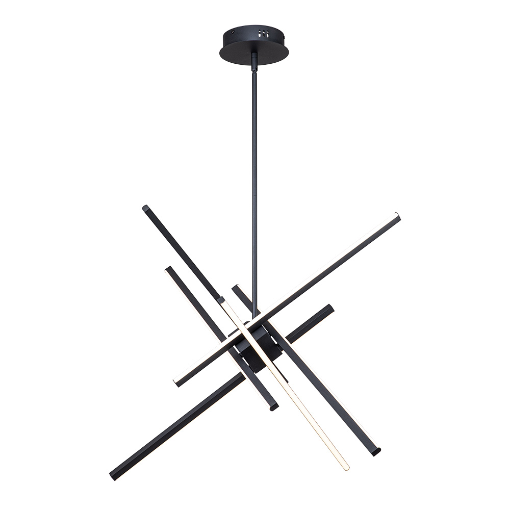 Modern LED Sputnik Cross Arms Chandelier in Matt Black/ Aged Brass Finish for Dining Room//Living Room/Bedroom