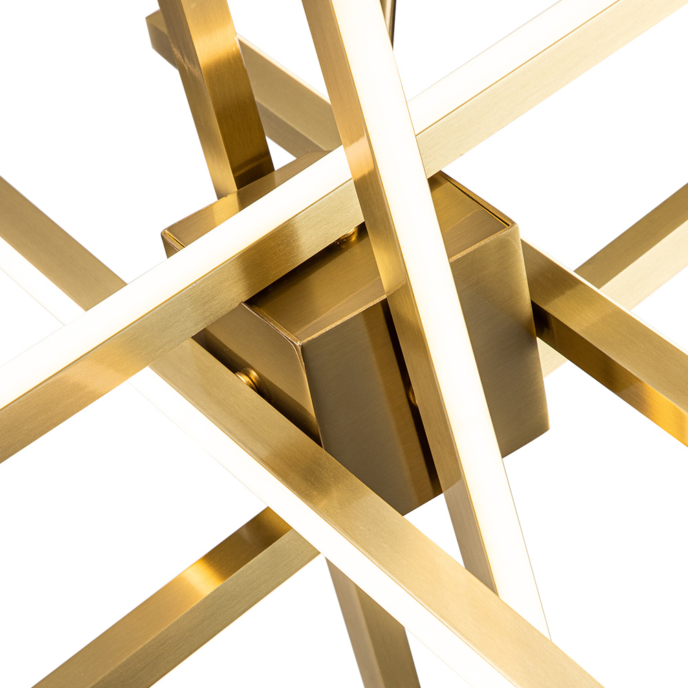 Modern LED Sputnik Cross Arms Chandelier in Matt Black/ Aged Brass Finish for Dining Room//Living Room/Bedroom