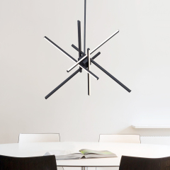 Modern LED Sputnik Cross Arms Chandelier in Matt Black/ Aged Brass Finish for Dining Room//Living Room/Bedroom