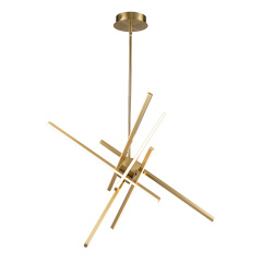 Modern LED Sputnik Cross Arms Chandelier in Matt Black/ Aged Brass Finish for Dining Room//Living Room/Bedroom