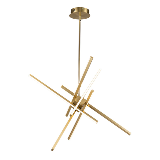 Modern LED Sputnik Cross Arms Chandelier in Matt Black/ Aged Brass Finish for Dining Room//Living Room/Bedroom