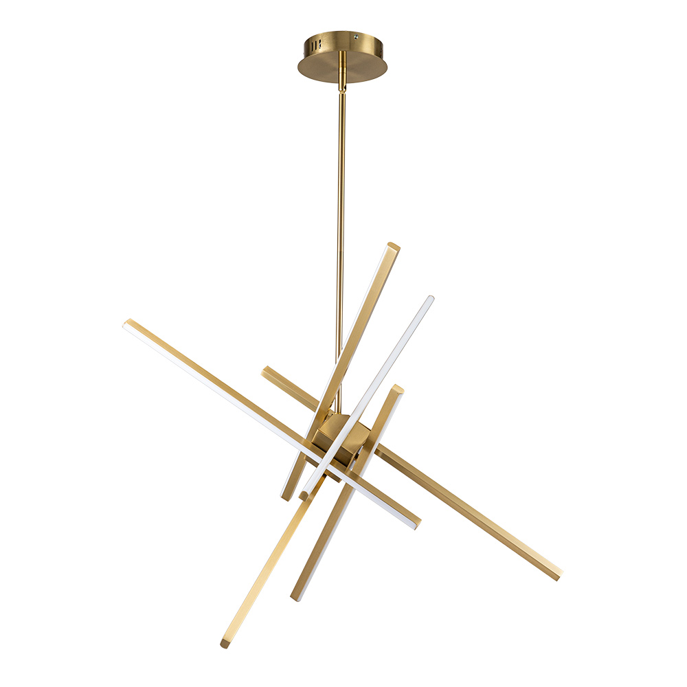 Modern LED Sputnik Cross Arms Chandelier in Matt Black/ Aged Brass Finish for Dining Room//Living Room/Bedroom
