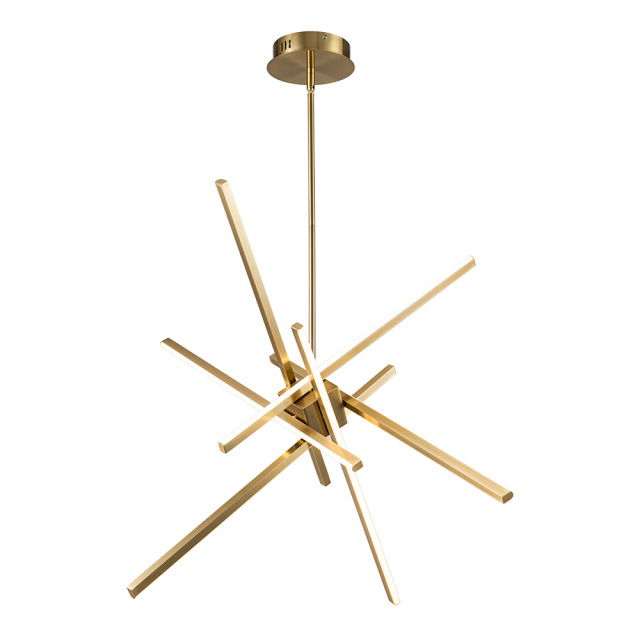 Modern LED Sputnik Cross Arms Chandelier in Matt Black/ Aged Brass Finish for Dining Room//Living Room/Bedroom