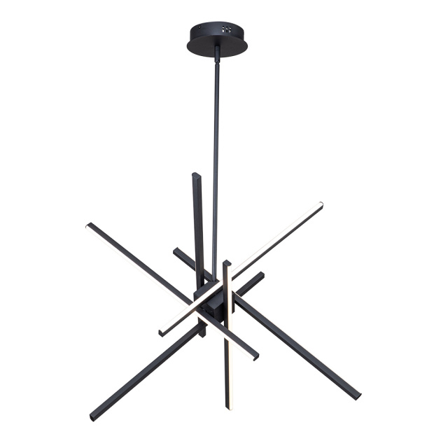 Modern LED Sputnik Cross Arms Chandelier in Matt Black/ Aged Brass Finish for Dining Room//Living Room/Bedroom