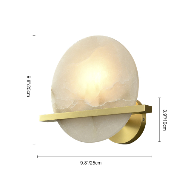 Modern Gold Transmission Wall Lamp Wall Sconce with Marble Round Shade Diffuser for Living Room/ Kitchen/ Bedside