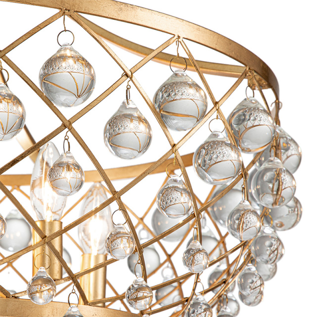 6-Light Modern Sparkle Crystal Glass Ball Chandelier in Brass Finish for Living Room/Dining Room/ Bedroom/ Restaurant