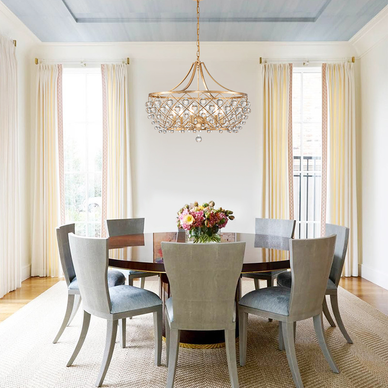 6-Light Modern Sparkle Crystal Glass Ball Chandelier in Brass Finish for Living Room/Dining Room/ Bedroom/ Restaurant
