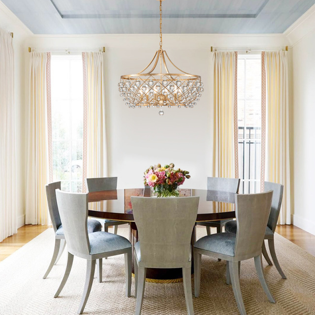 6-Light Modern Sparkle Crystal Glass Ball Chandelier in Brass Finish for Living Room/Dining Room/ Bedroom/ Restaurant