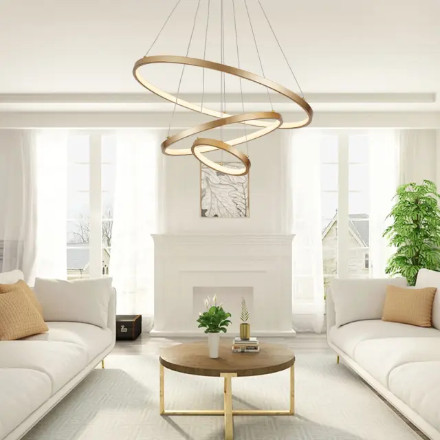 Modern Dimmable LED Lighting 3-Tier Ring Circular Shape Chandelier for Living Room Dining Room Bedroom