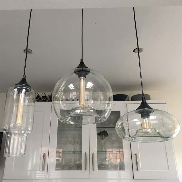 Modern Style 3 Light Pendant Light with Clear Glass Shade for Dining Room Kitchen Island