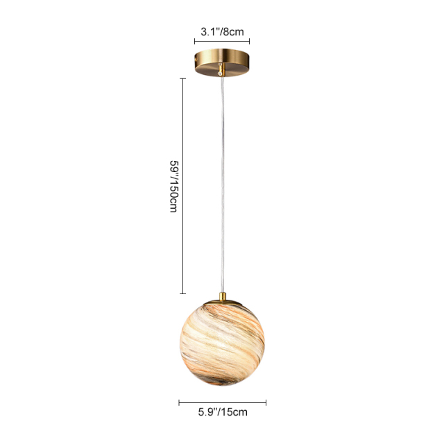 Mid-century Natural Mood Ball Pendant Light with Earthy Color Glass Globe Diffuser for Kitchen/Dining Room