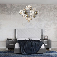 Glam Modern Cluster 8/18 Light Glass Globes Grape Large Bubble Light Chandelier in Chrome Finish for Living /Dining Room