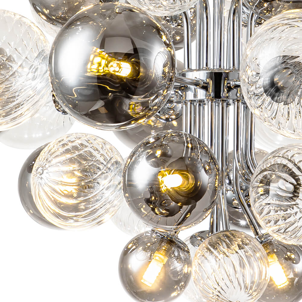 Glam Modern Cluster 8/18 Light Glass Globes Grape Large Bubble Light Chandelier in Chrome Finish for Living /Dining Room