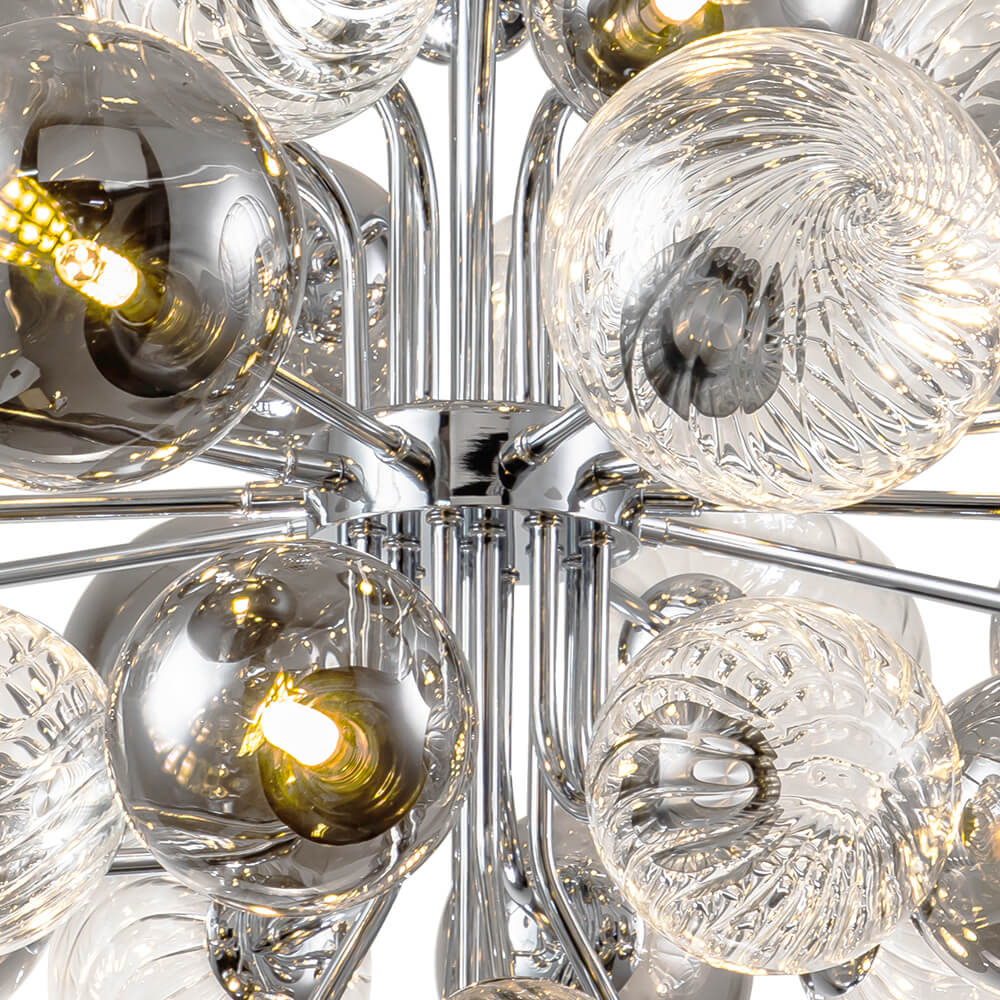 Glam Modern Cluster 8/18 Light Glass Globes Grape Large Bubble Light Chandelier in Chrome Finish for Living /Dining Room