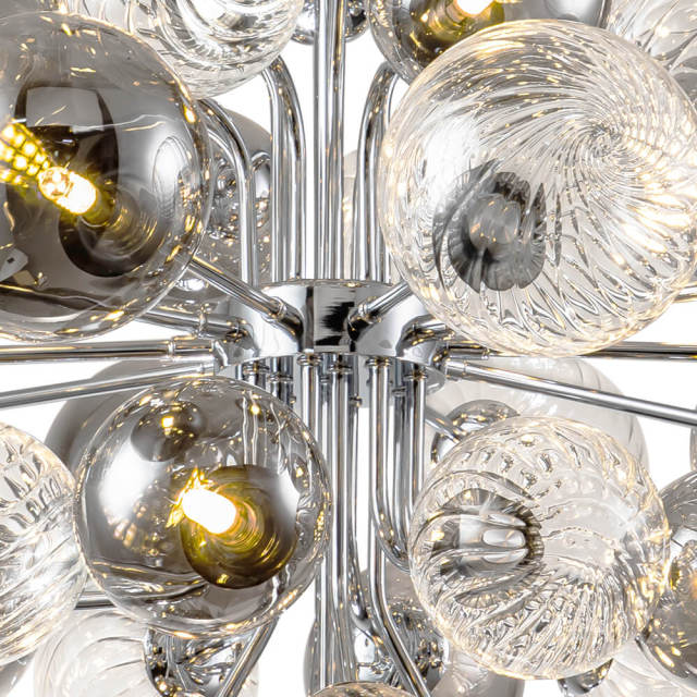 Glam Modern Cluster 8/18 Light Glass Globes Grape Large Bubble Light Chandelier in Chrome Finish for Living /Dining Room