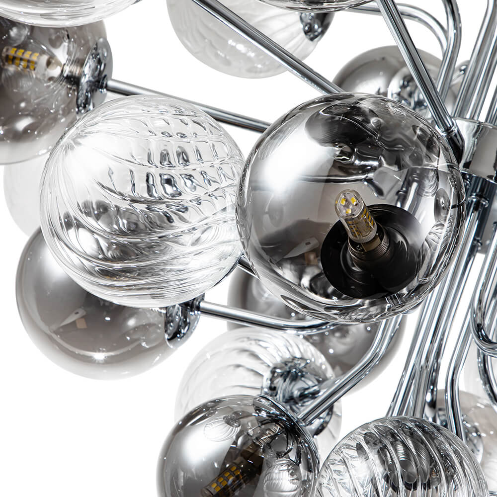 Glam Modern Cluster 8/18 Light Glass Globes Grape Large Bubble Light Chandelier in Chrome Finish for Living /Dining Room