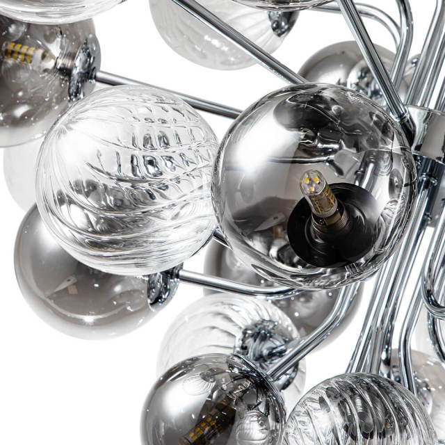 Glam Modern Cluster 8/18 Light Glass Globes Grape Large Bubble Light Chandelier in Chrome Finish for Living /Dining Room