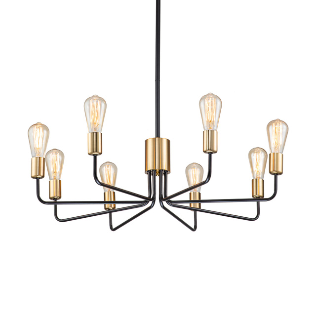 Modern Contemporary Brass+Black Candle Shape Sputnik Island Chandelier for Restaurant/ Living Room/ Dining Room