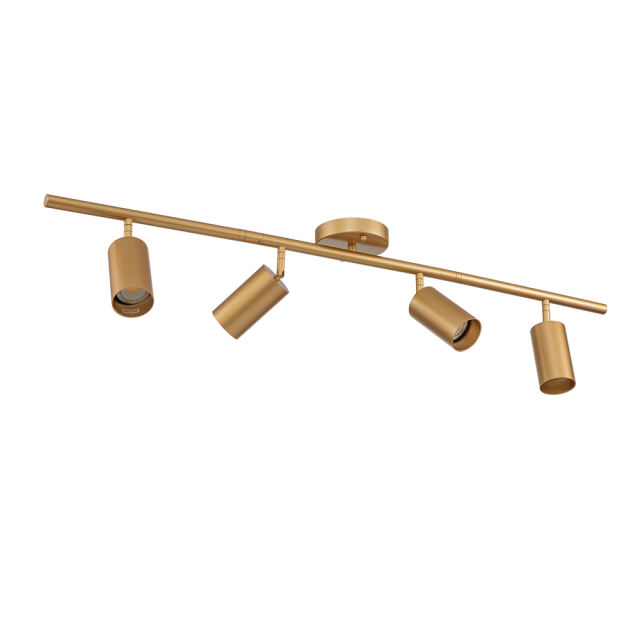 Modern 4-Light Adjustable Track Light Fixture Flush Mount Ceiling Light Fitting in Gold Finish for Kitchen Island /Dining Room /Hallway