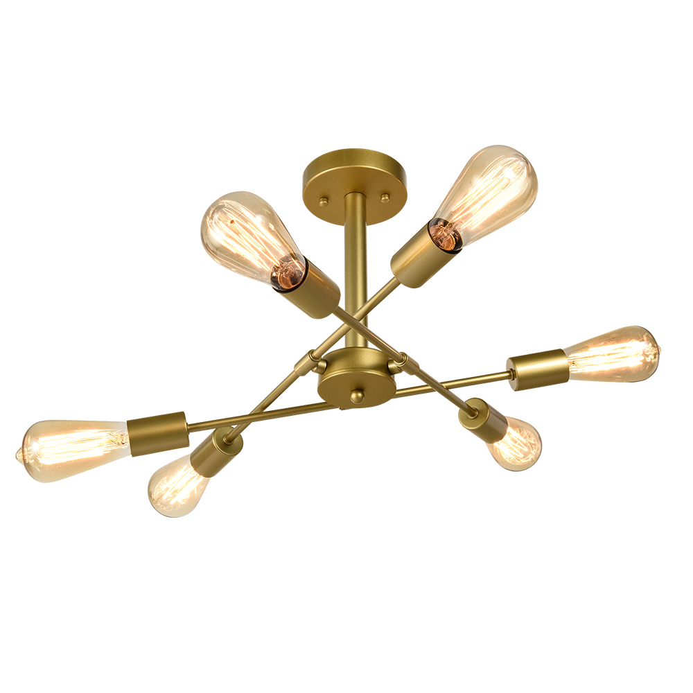 6-Light Mid-Century Modern Sputnik Light Chandelier with Adjustable Arms Design for Dining Room/ / Living Room/ Bedroom