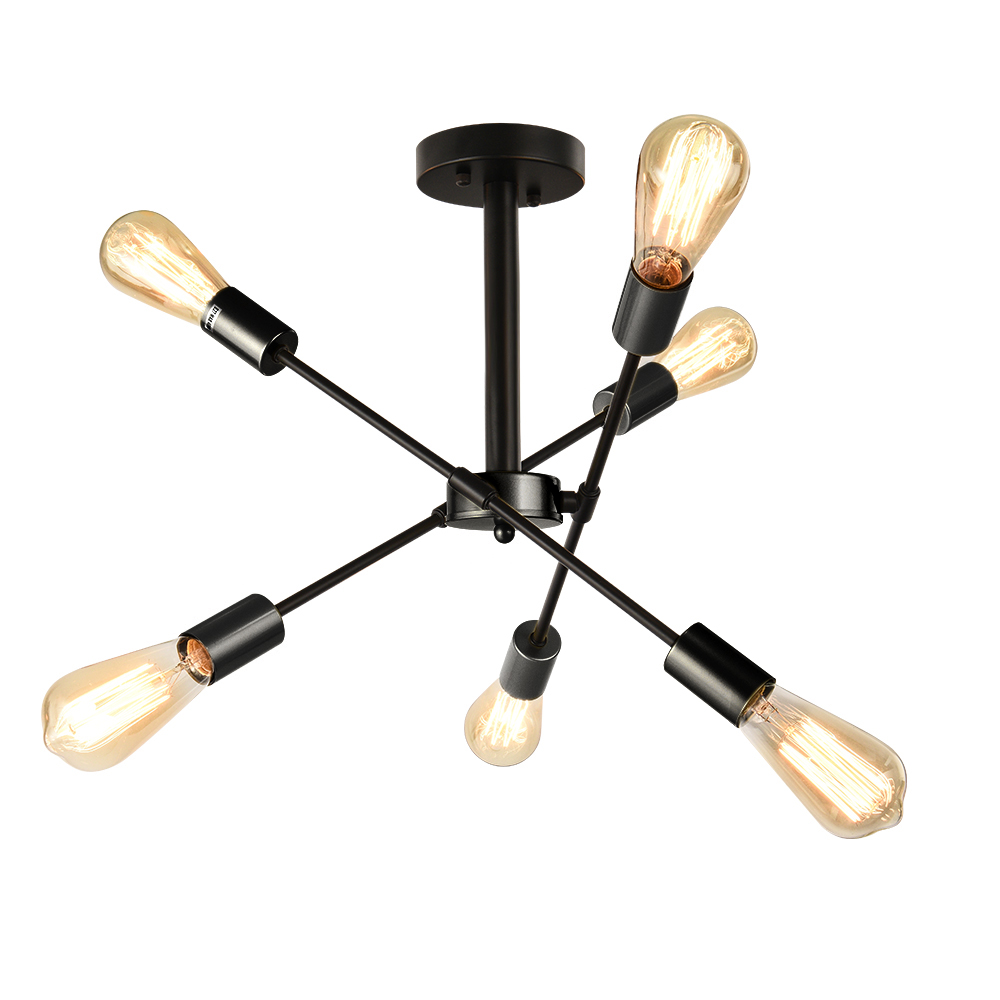 6-Light Mid-Century Modern Sputnik Light Chandelier with Adjustable Arms Design for Dining Room/ / Living Room/ Bedroom