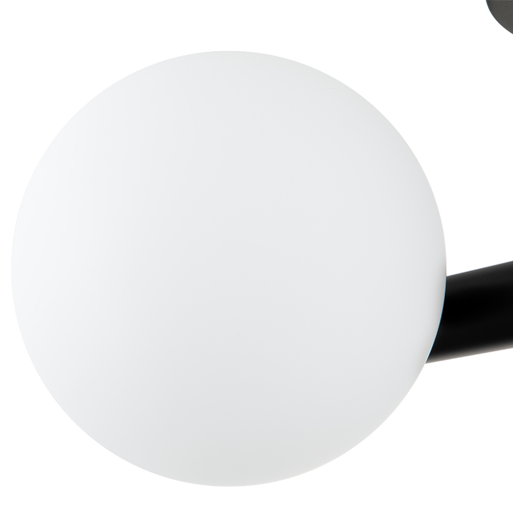 Designer Modern 3-Light Brass/ Black Sputnik Semi Flush Mount with Frosted Opal Glass Globe for Dining Room/ Kitchen/ Living Room