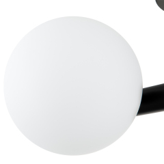 Designer Modern 3-Light Brass/ Black Sputnik Semi Flush Mount with Frosted Opal Glass Globe for Dining Room/ Kitchen/ Living Room