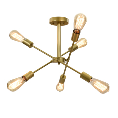 6-Light Mid-Century Modern Sputnik Flush Mount Ceiling Light with Adjustable Arms Design for Dining Room/ Kitchen/ Living Room/ Bedroom