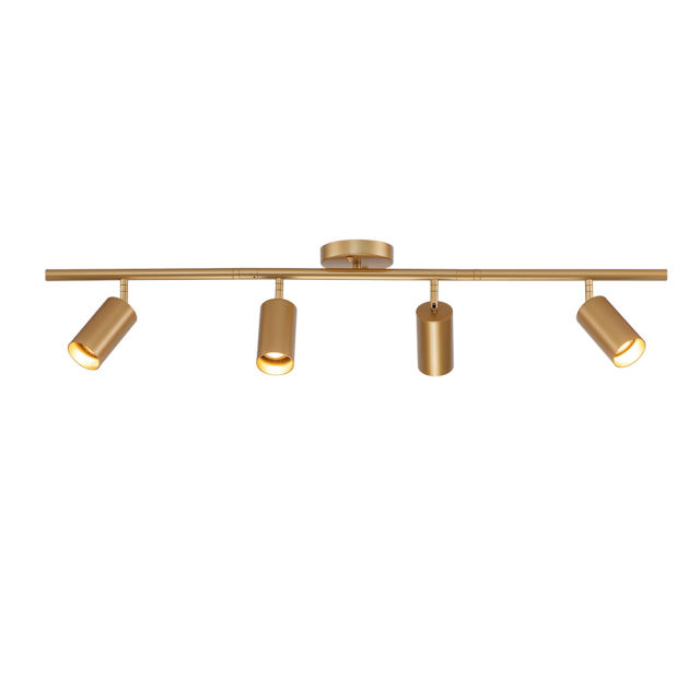 Modern 4-Light Adjustable Track Light Fixture Flush Mount Ceiling Light Fitting in Gold Finish for Kitchen Island /Dining Room /Hallway