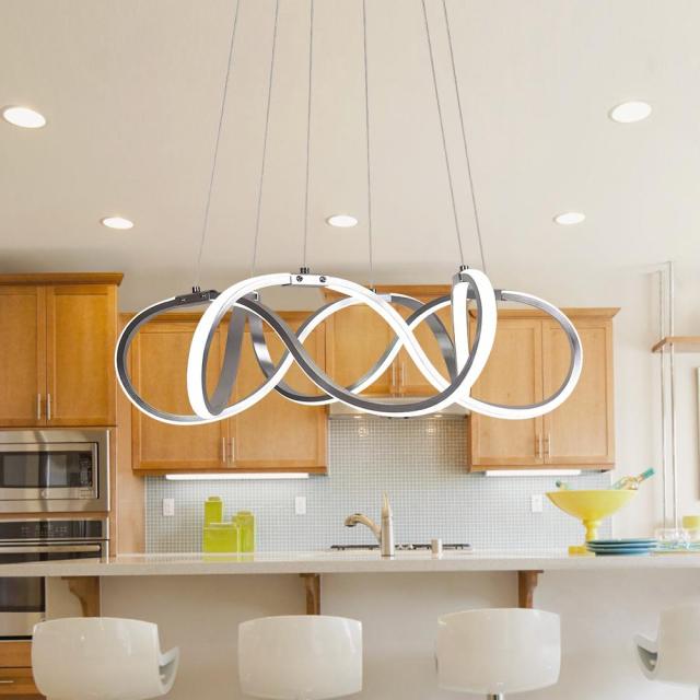 Modern Style 21"W Draped Ribbon Dimmable LED Chandelier For Restaurant Dining Room Living Room