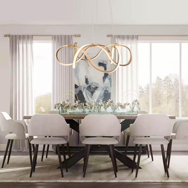 Modern Style 21"W Draped Ribbon Dimmable LED Chandelier For Restaurant Dining Room Living Room