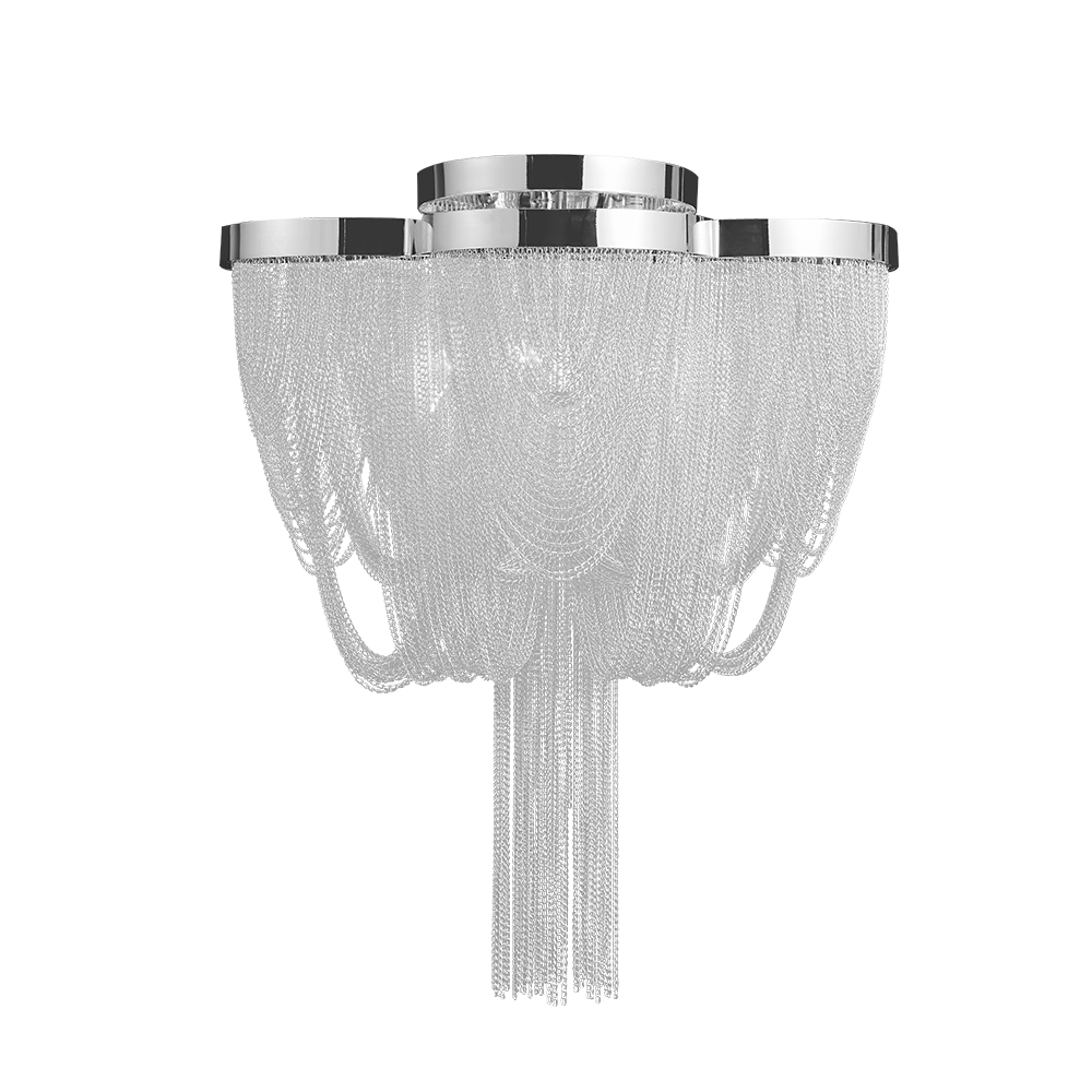 5-Light Modern Glam Tassel Flush Mount Ceiling Light in Black/ Chrome Design for Bedroom/Living Room /Hallway