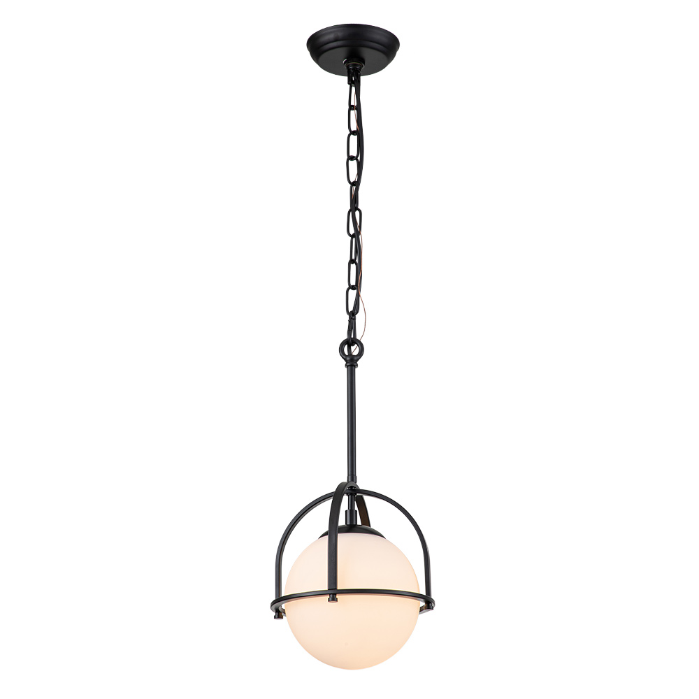 Modern Simple Opal Glass Globe Gold Kitchen Island Pendant Lighting in Airy Frame Design