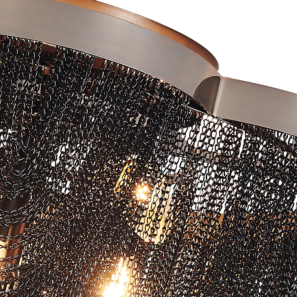 5-Light Modern Glam Tassel Flush Mount Ceiling Light in Black/ Chrome Design for Bedroom/Living Room /Hallway