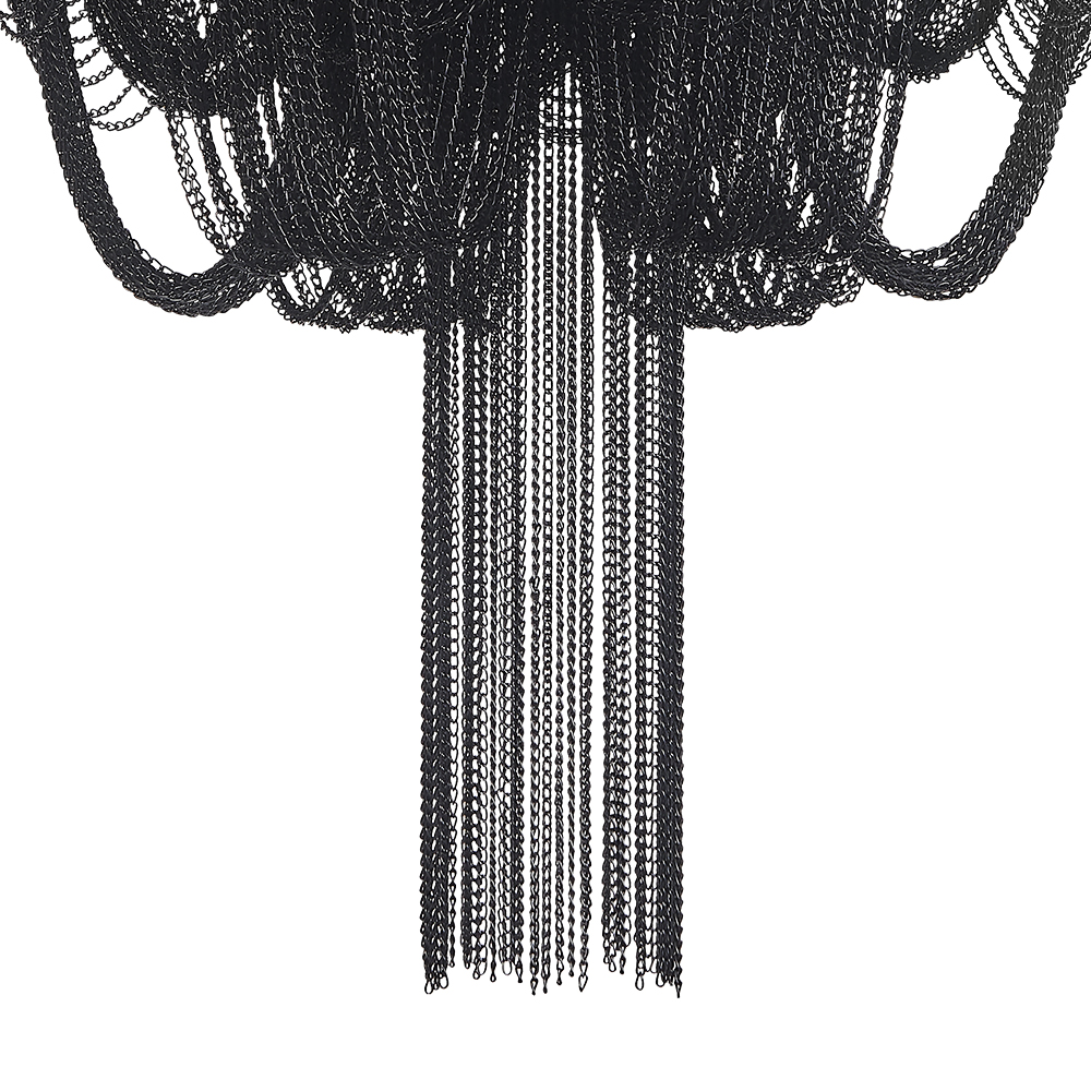 5-Light Modern Glam Tassel Flush Mount Ceiling Light in Black/ Chrome Design for Bedroom/Living Room /Hallway