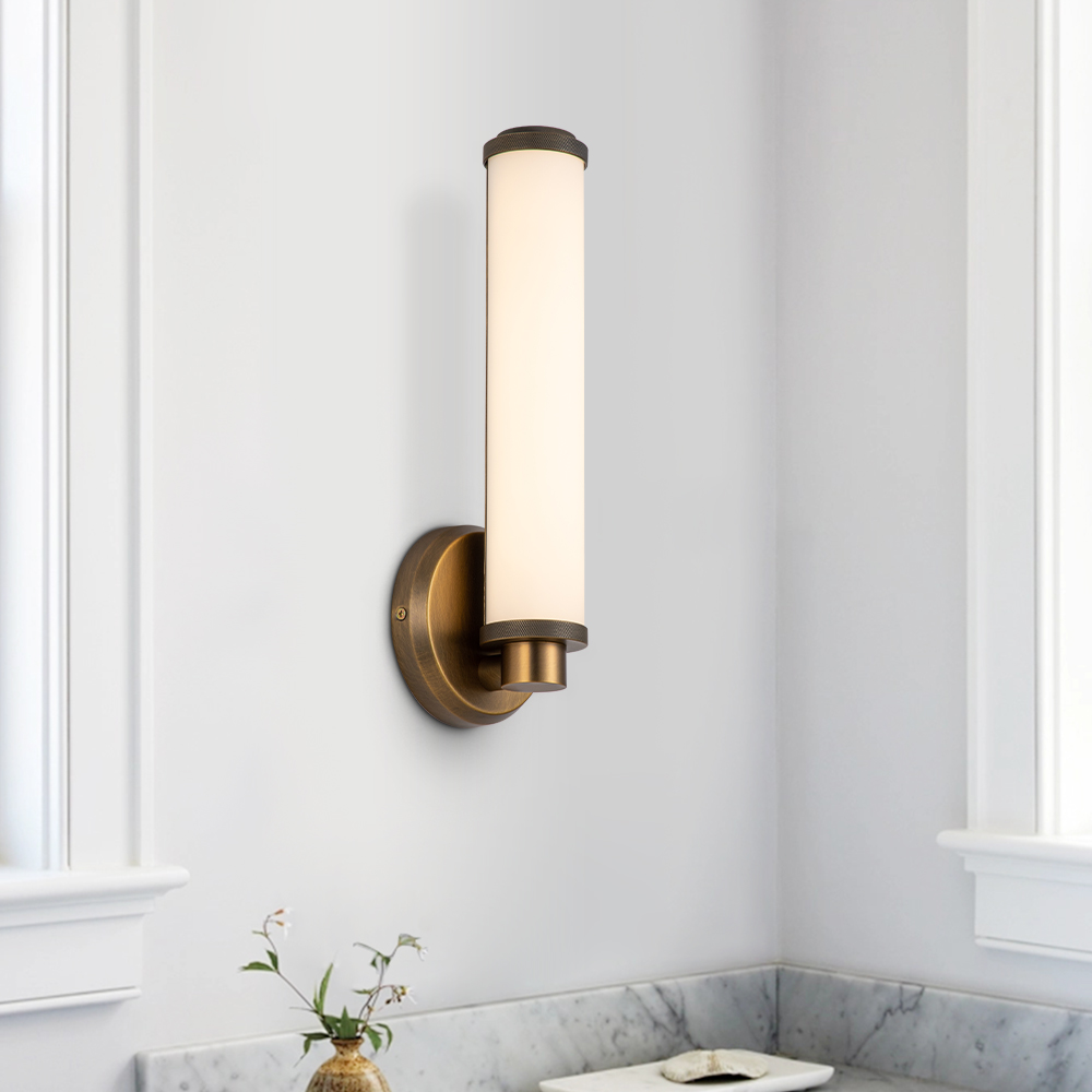 Modern Minimalist LED Brass/ Black Cylinder Strip Wall Sconces Wall Lights in Warm White for Front Door/ Entryway/Living Room Bathroom Vanity Light