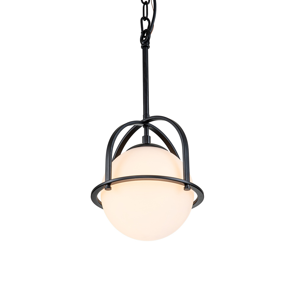 Modern Simple Opal Glass Globe Gold Kitchen Island Pendant Lighting in Airy Frame Design