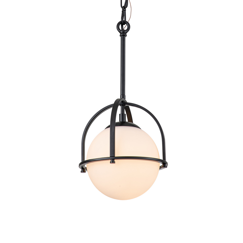 Modern Simple Opal Glass Globe Gold Kitchen Island Pendant Lighting in Airy Frame Design