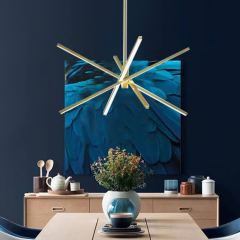 Modern 4-Light LED Cross Arms Sputnik Chandelier in Matt Black/ Aged Brass/ Chrome Finish for Dining Room Living Room